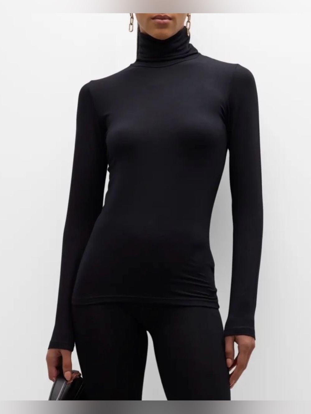 Majestic Filatures Paris superwashed winter viscose black turtleneck 2 med